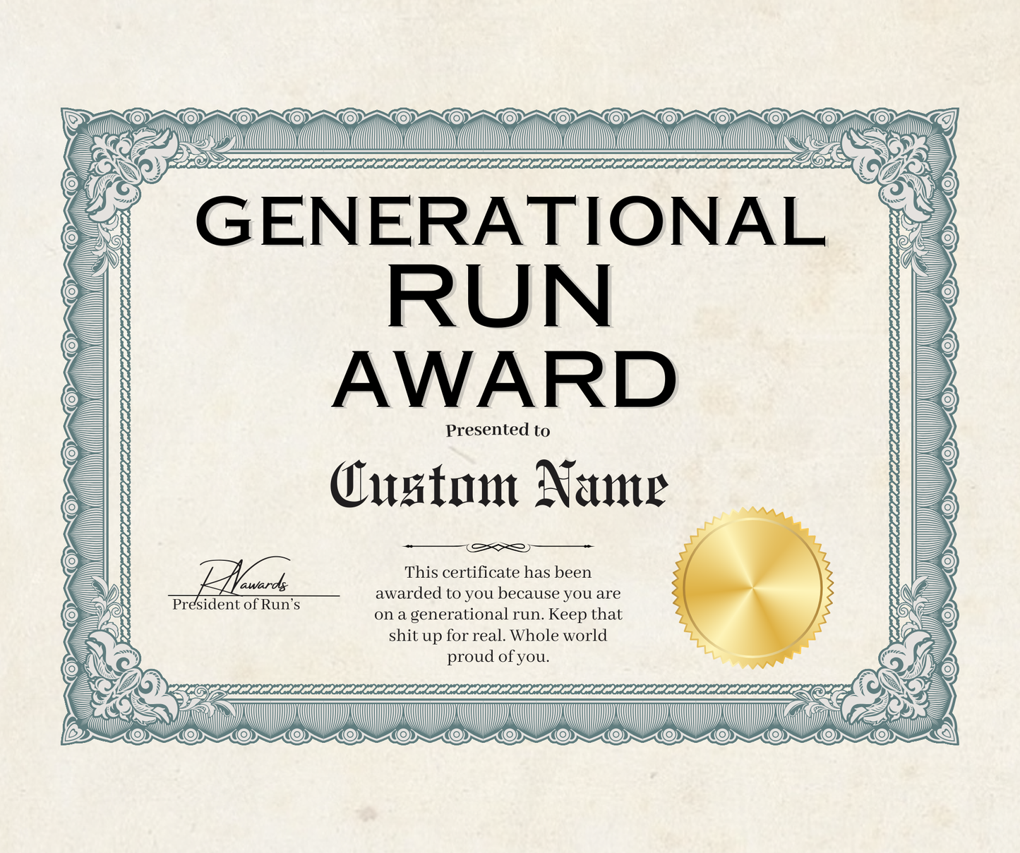 Generational Run Award