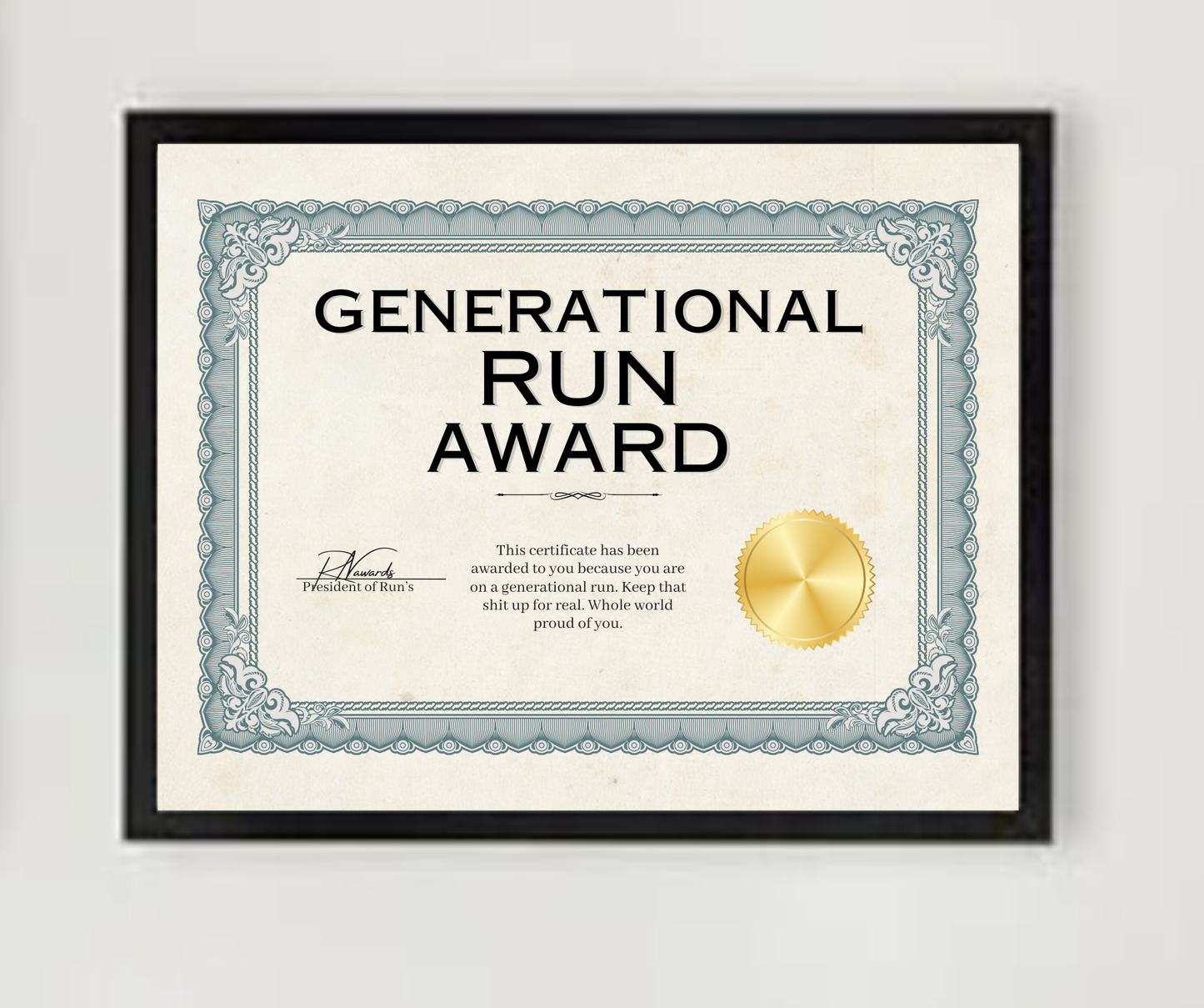 Generational Run Award