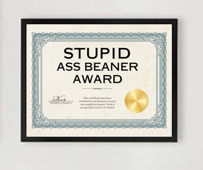 Stupid Ass Beaner Award