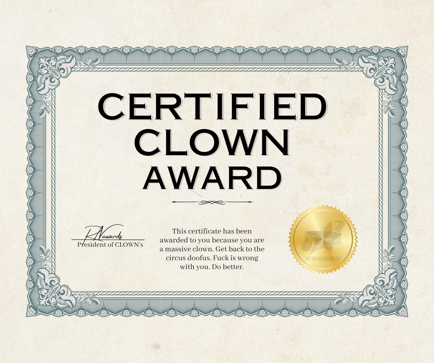 Certified Clown Award