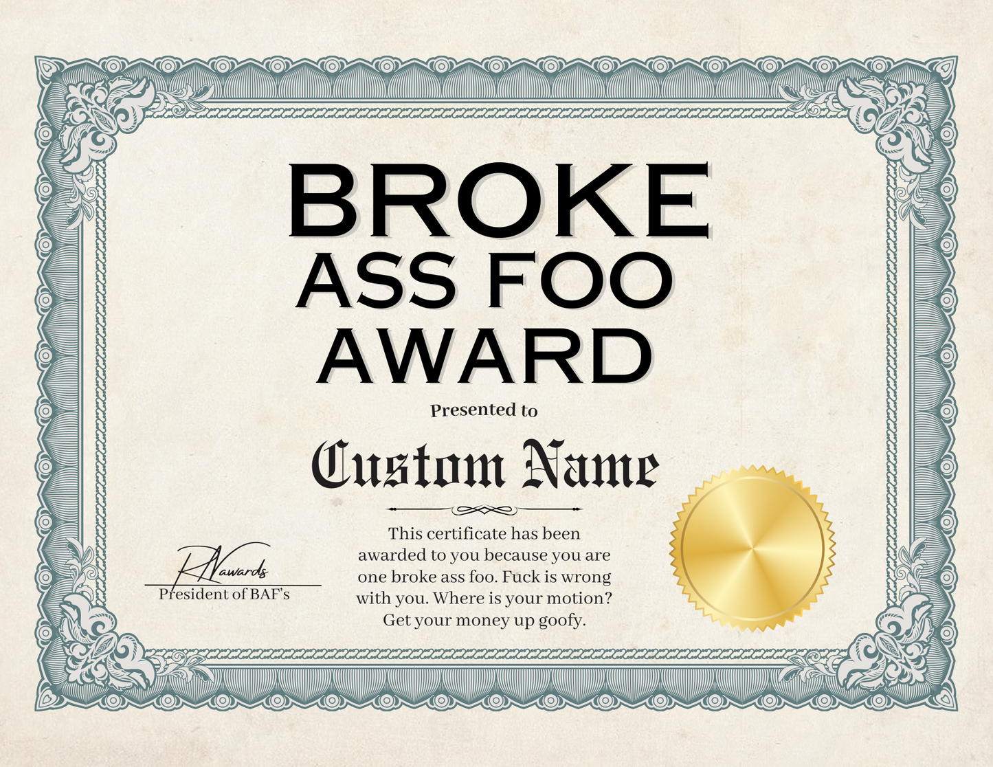 Broke Ass Foo Award