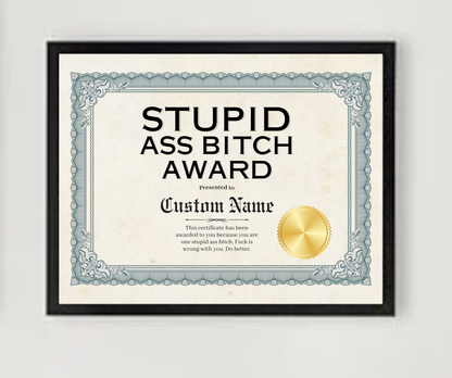 Stupid Ass Bitch Award