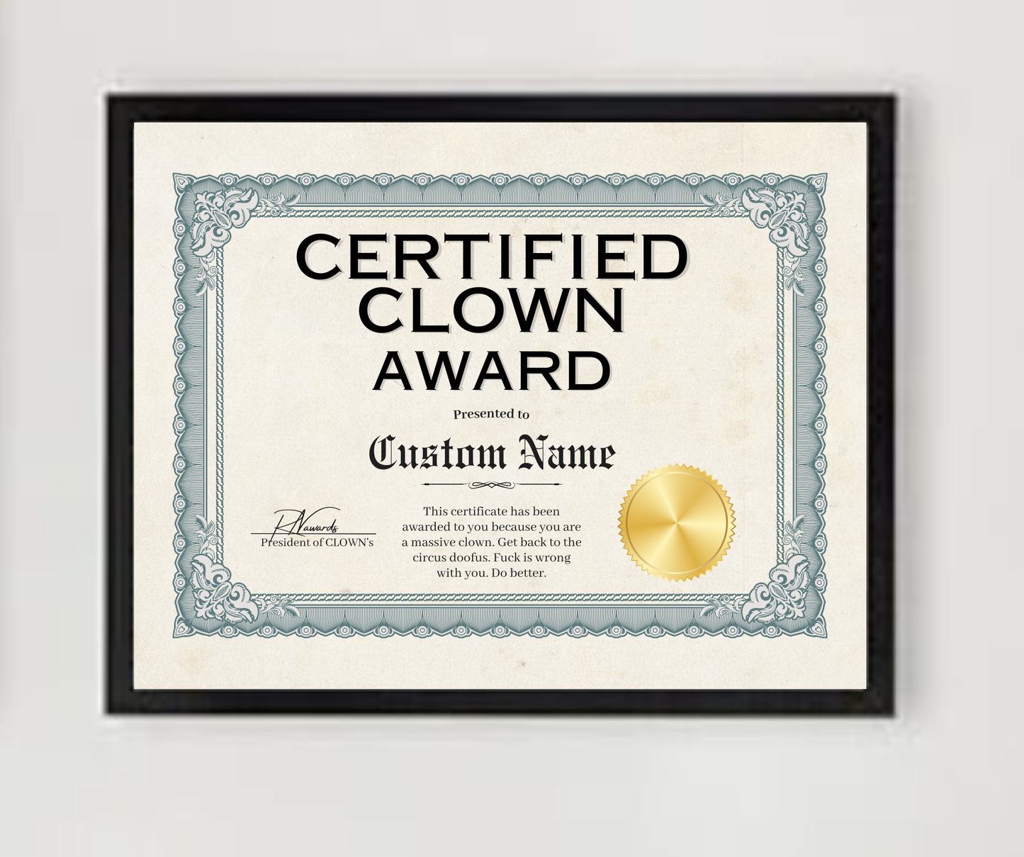 Certified Clown Award